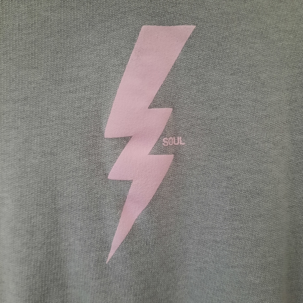 Soulcycle Lightning Bolt Hoodie Sweatshirt Gray Kangaroo Pocket Womens Size L - Picture 3 of 10